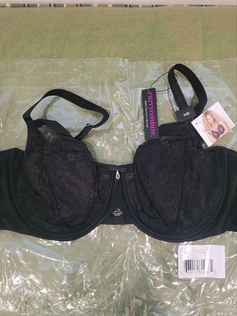 NWT Curvy Couture Black Bra Size 44D